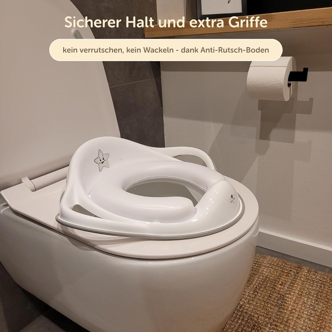 Little Star Gepolsterter Kinder Toilettensitz mit Griffen – Weicher WC Sitz Aufsatz mit abnehmbarem