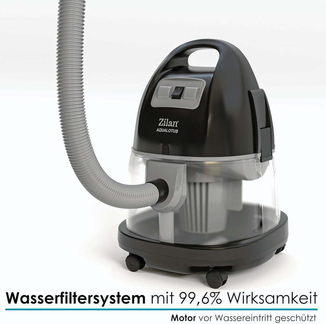 Zilan Staubsauger mit Wasserfilter Wasserstaubsauger Allergiker beutelloser Sauger Handstaubsauger E