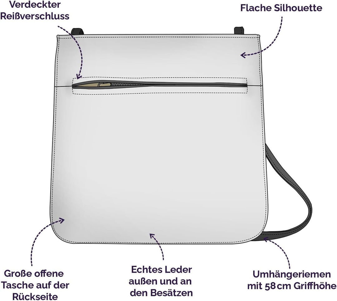 Anuschka Damen Cross Body aus Leder, handbemalt, Sapphire King