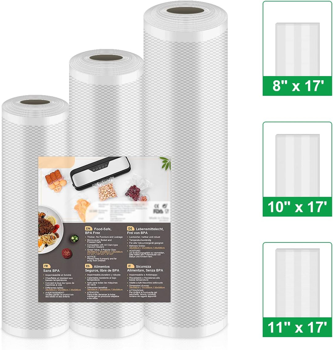Vakuumierbeutel Vakuumierfolie 3 Rollen 20/25/28x500cm(15m), Vakuumrollen Lebensmittel für Vakuumier