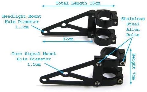 Alchemy Parts hochwertig Paar von Schwarz 42/43mm Durchmesser Cnc Bearbeitet Motorrad Scheinwerfer-H