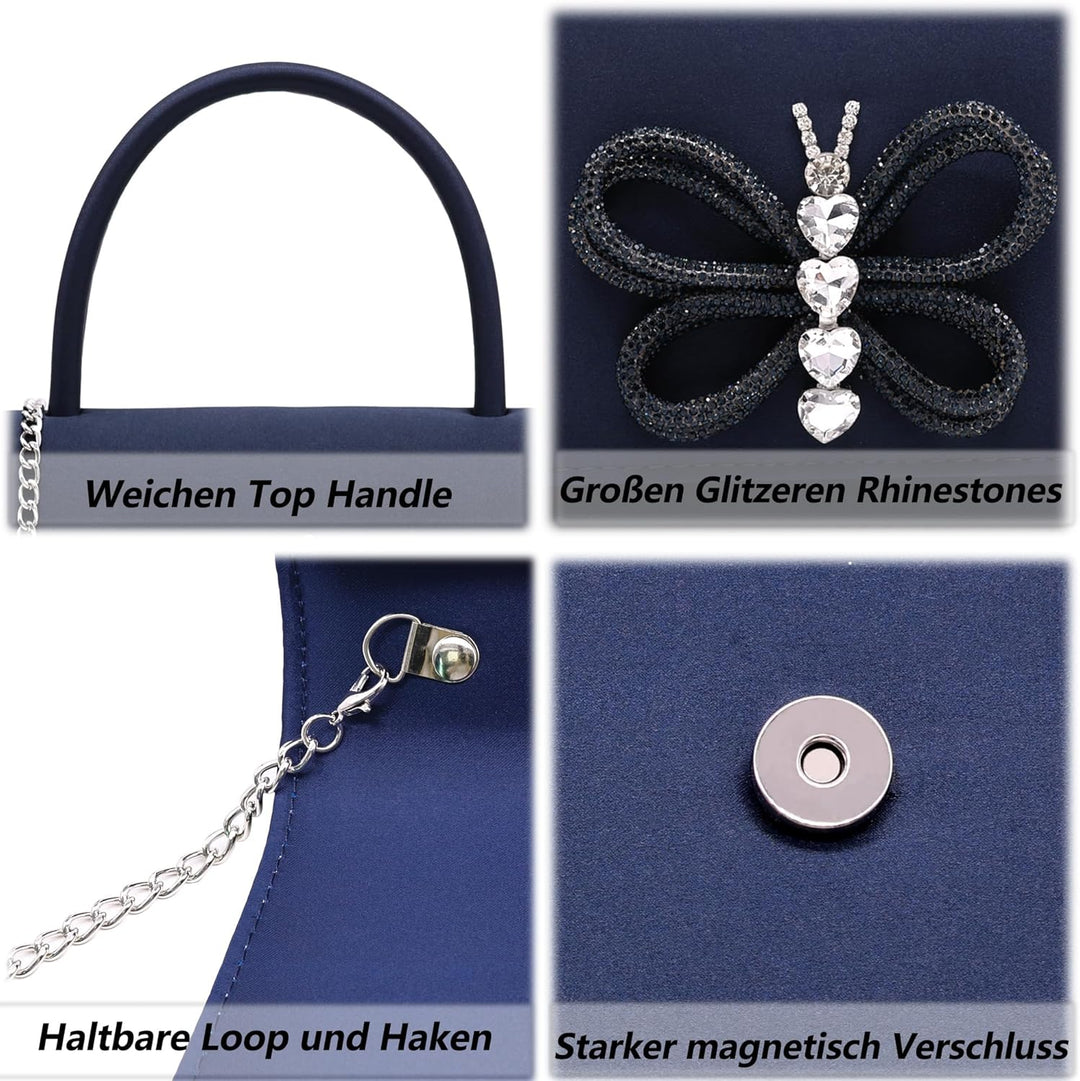 Milisente Clutch Damen Kunstlackleder Abendtache Für Hochzeit Klein Clutches Handtasche Mit Schulter