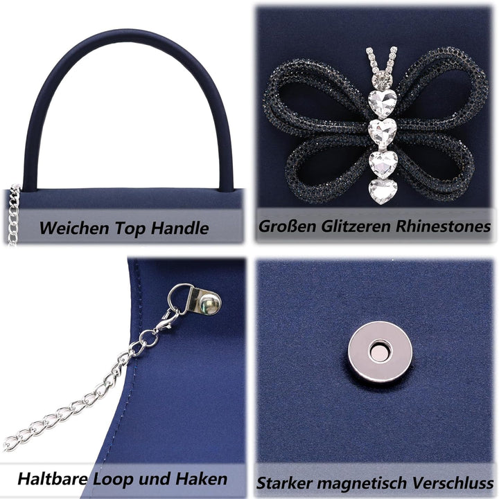 Milisente Clutch Damen Kunstlackleder Abendtache Für Hochzeit Klein Clutches Handtasche Mit Schulter