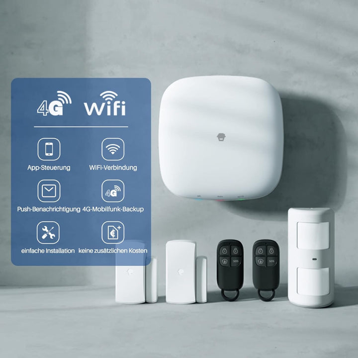 Chuango LTE-400 - WiFi + 4G Alarm System, kabelloses Haussicherheitssystem mit Basisstation, 93 db,