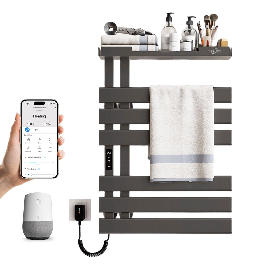 Handtuchtrockner Elektrisch Smart WiFi,HandtuchheizköRper Elektrisch Mit Lagerregal,BadheizköRper he