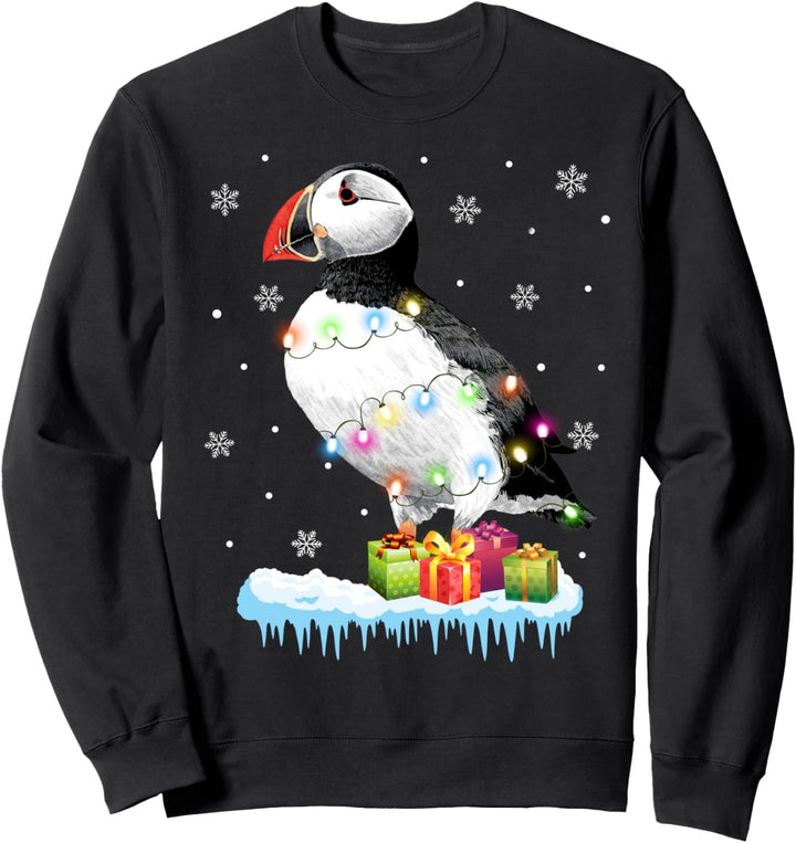 X-Mas Atlantic Puffin Muffin Christmas Lights Funny Puffins Sweatshirt