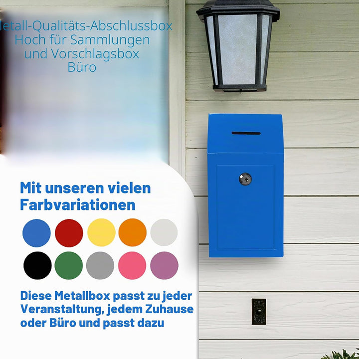 Spendenbox aus Metall zur Wandmontage oder für die Arbeitsplatte, mit Münzschlitz, Schloss mit 2 Sch