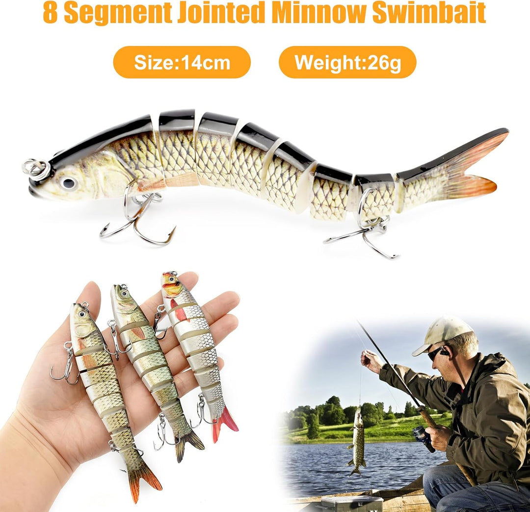 5 Stück Wobbler Hecht, Hecht Köder, Swimbait Lebensechter für He-CHT, Gross Kunstköder Zander ür Süs