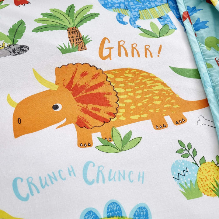 Happy Linen Company Mädchen/Jungen Bettwäsche-Set - mit niedlichen Dinosauriern - wendbar - Einzelbe