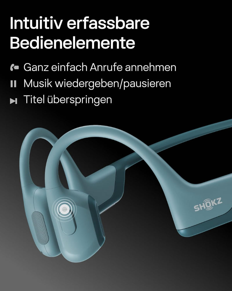 SHOKZ OpenRun Pro Knochenschall Kopfhörer, Open-Ear Bluetooth Kopfhörer mit Noise-Cancelling Mikrofo