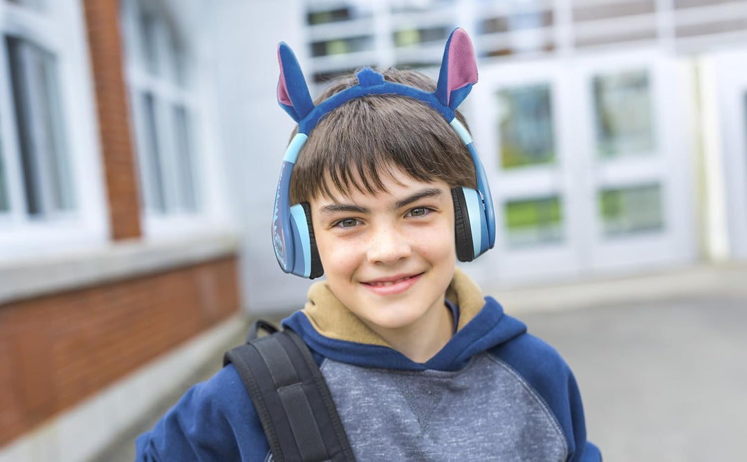 ekids Disney Stitch Bluetooth-Kopfhörer, kabellose Kopfhörer mit Mikrofon, inklusive AUX-Kabel, Laut
