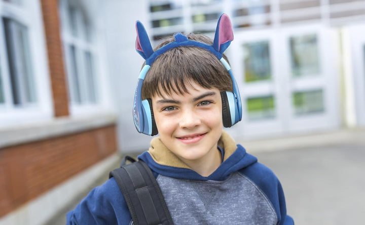 ekids Disney Stitch Bluetooth-Kopfhörer, kabellose Kopfhörer mit Mikrofon, inklusive AUX-Kabel, Laut