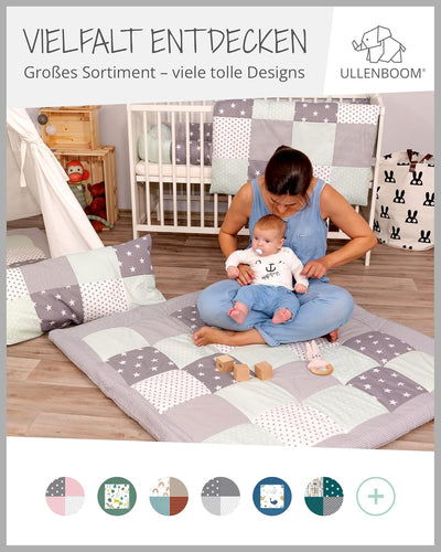 ULLENBOOM ® Babynest Set mit Einlage, Kuschelnest (55x95 cm) Mint Grau (Made in EU) - Baby Nestchen