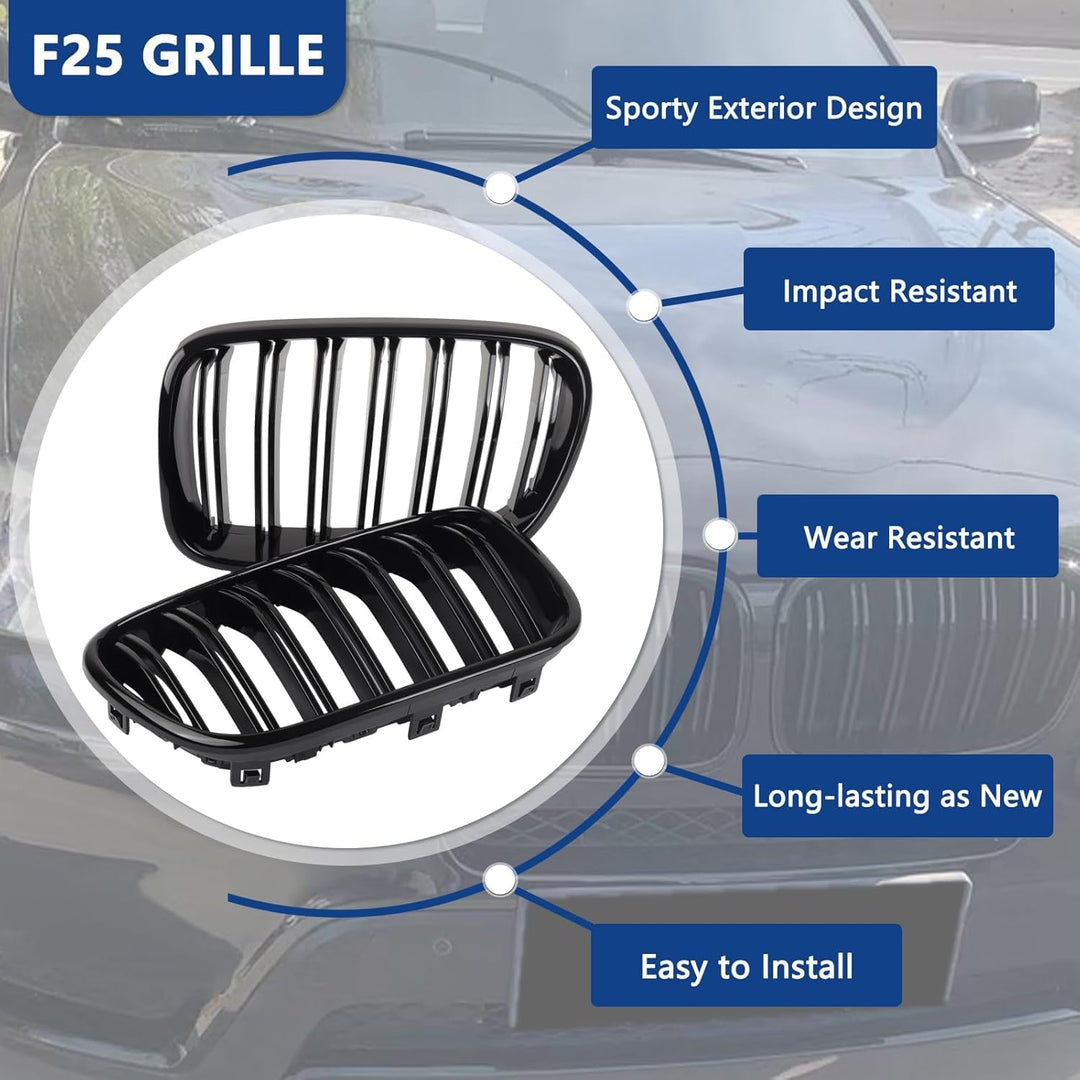 Gangying F25 Kühlergrille, Front Nierengitter für BMW X Serie X3 X4 F25 F26 Nieren 2010 2011 2012 20