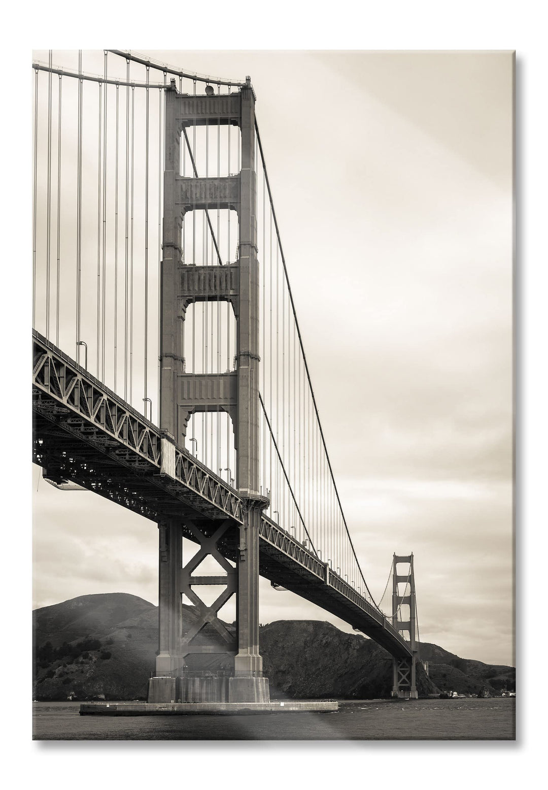 Pixxprint Glasbild | Wandbild aus Echtglas | Blick auf Brücke in San Francisco | 60x80 cm | inkl. Au
