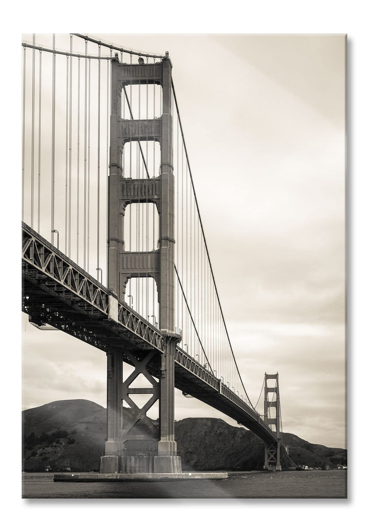 Pixxprint Glasbild | Wandbild aus Echtglas | Blick auf Brücke in San Francisco | 60x80 cm | inkl. Au