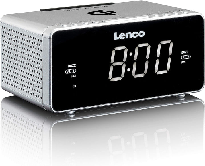 Lenco Radiowecker CR-550 mit 2 Weckzeiten 12 Zoll LED Display dimmbar Sleep-Timer Schlummerfunktion