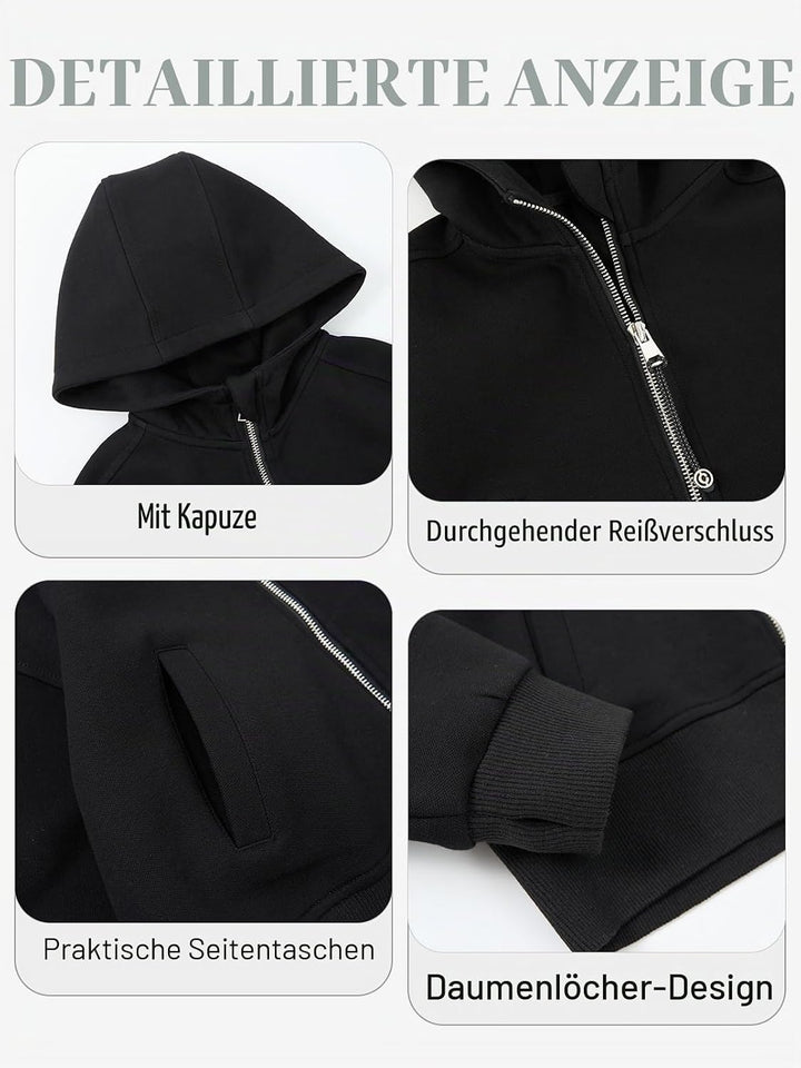 Rolanko Kapuzenpullover für Mädchen mit Reissverschluss, Gemütliche Langarm-Kapuzenjacke Lässiges Sw