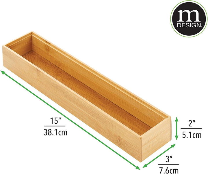 mDesign schmaler Schubladeneinsatz aus Holz – stapelbarer Schubladenorganizer für Bastel- und Bürobe