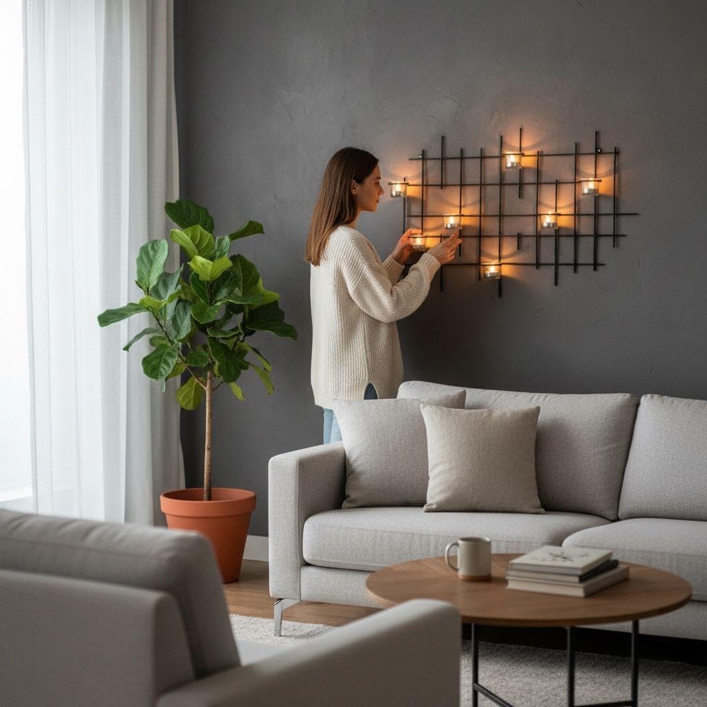 Wandteelichthalter 7XXL Wandkerzenhalter Metall 83 cm Teelichthalter Kerzenhalter