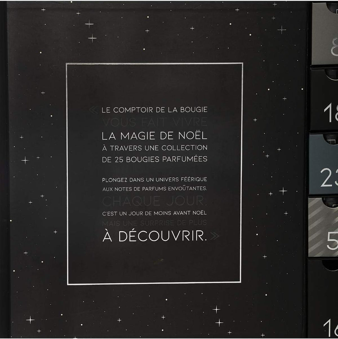 Atmosphera – Original Adventskalender mit 25 Duftkerzen in Gläsern mit Zitat, Parfümiert. cm Schwarz