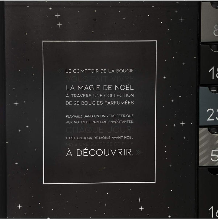 Atmosphera – Original Adventskalender mit 25 Duftkerzen in Gläsern mit Zitat, Parfümiert. cm Schwarz