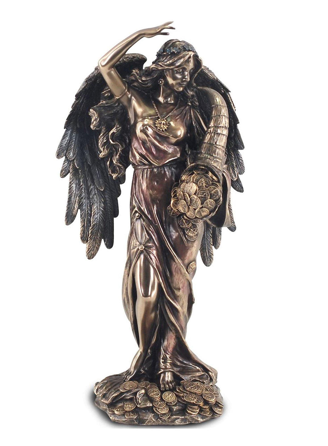 Skulptur aus Kunstharz, Bronzeoptik: Fortuna Göttin des Verdiens, H 28 cm