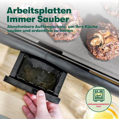 BELLA Elektro-Keramik-Titan-Grillplatte, Antihaftbeschichtung, grosse eintauchbare Kochfläche und he