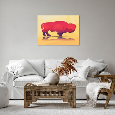 Bilder auf Leinwand Bison Illustration Bunt Grafik Leinwandbild 70x50cm Wandbilder Dekoration Wohnzi