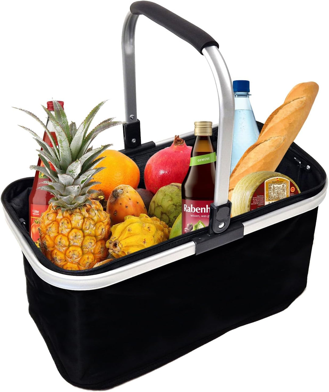 EINKAUFSKORB schwarz faltbar 26 Ltr. Klappkorb mit Henkel und Deckel