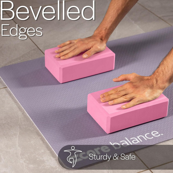 Core Balance Yoga Blocks im Doppelpack & GRATIS Yoga-Gurt, 2 STK. Eva Schaumstoff-Blöcke, robust & l