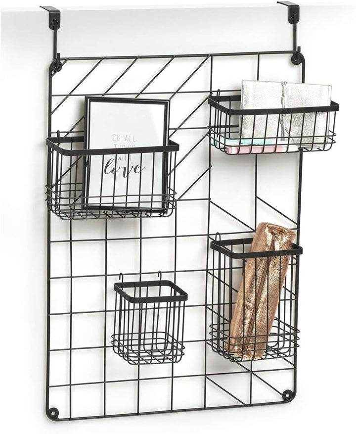 Zeller 27407 Wand-Organizer Set, 5-tlg., Metall, schwarz, ca. 46 x 12 x 60,3 cm