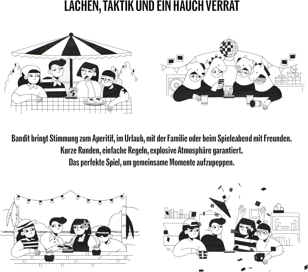 BANDIT – Kartenspiel Erwachsene und Familie – Strategisches und schnelles Bluff Spiel für 2 bis 6 Sp