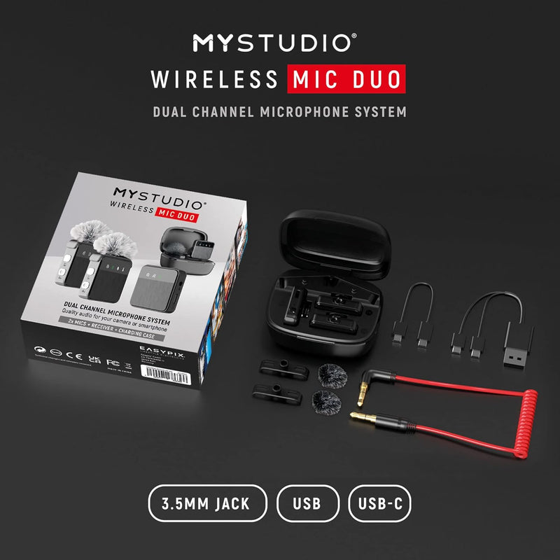 MyStudio Wireless MIC Duo • Mikrofon-Set mit Zwei Lavalier-Ansteckmikrofonen • Schnurlos • Für Zwei