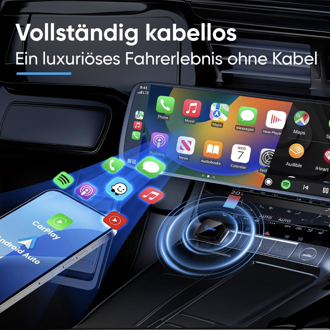 CarMe Ultra Mini 2-in-1 CarPlay Wireless Adapter &amp; Android Auto Wireless Adapter, wandelt kabelgebun