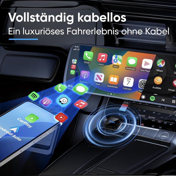 CarMe Ultra Mini 2-in-1 CarPlay Wireless Adapter &amp; Android Auto Wireless Adapter, wandelt kabelgebun