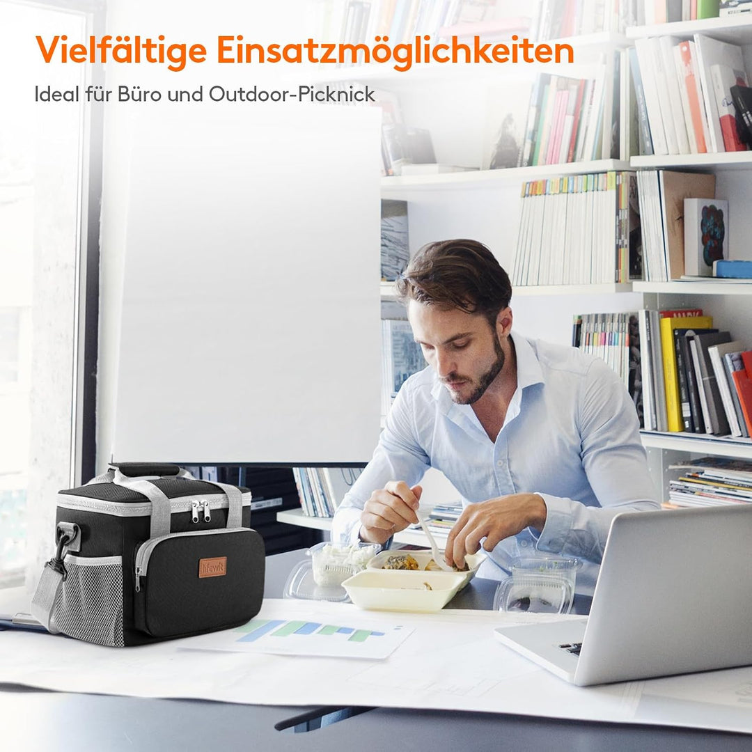 Lifewit Kühltasche klein, Isolierte Cooler Bag, Lunchtasche 9L 12 Dosen Grau &amp; Schwarz 9L, Grau &amp; Sc