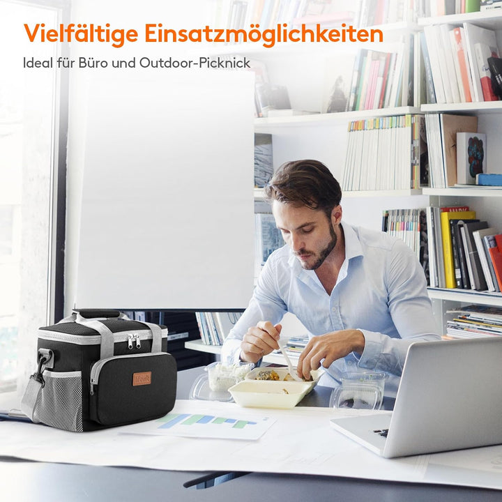 Lifewit Kühltasche klein, Isolierte Cooler Bag, Lunchtasche 9L 12 Dosen Grau &amp; Schwarz 9L, Grau &amp; Sc