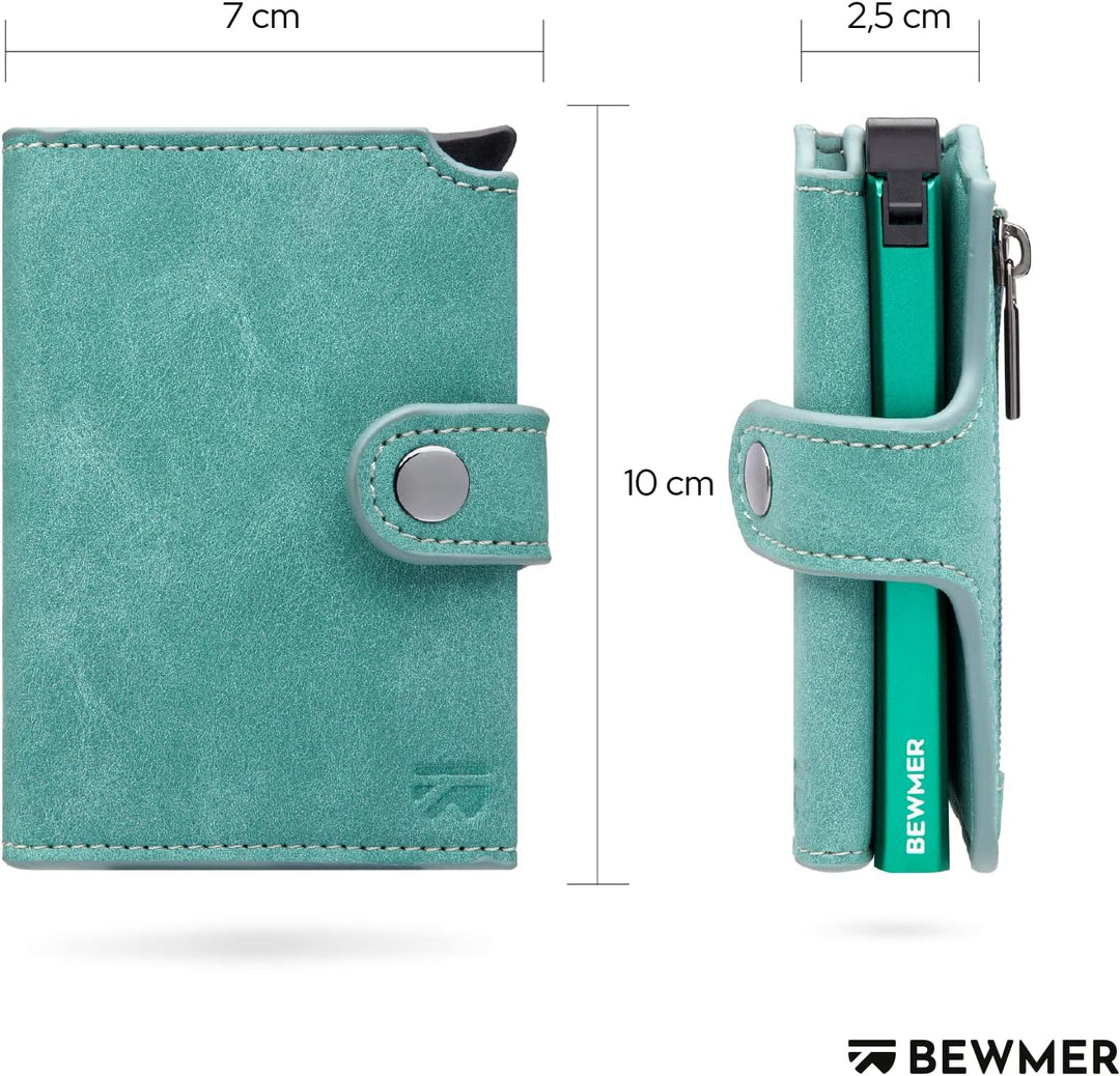 BEWMER 2 Shielded | Herren und Damen Slim Wallet mit RFID-Schutz Anti-Cloning | Kartenetui mit Münzf
