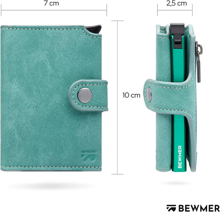 BEWMER 2 Shielded | Herren und Damen Slim Wallet mit RFID-Schutz Anti-Cloning | Kartenetui mit Münzf