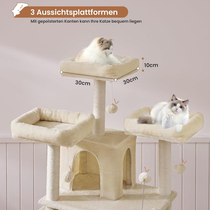 MSmask Kratzbaum gross XXL, Katzenbaum stabil mit 3 Aussichtsplattformen, Katzenkratzbaum für grosse