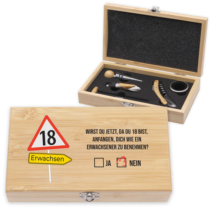 LAUBLUST Weinöffner Set als Geschenk zum 18. Geburtstag - 5er Weinzubehörset zur Volljährigkeit als