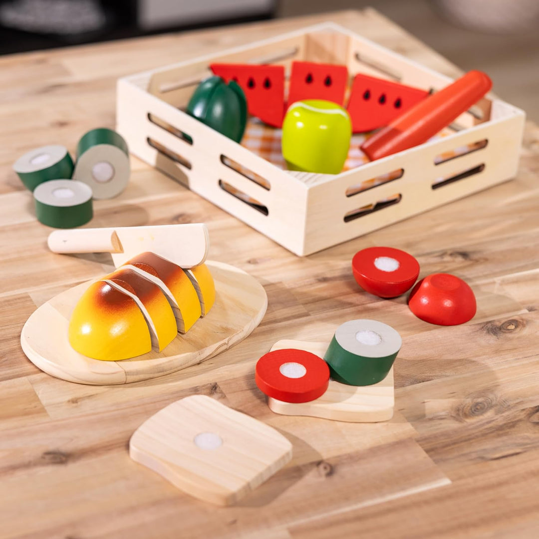 Melissa & Doug Schneiden von Essen aus Holz | Fantasiespiel | Essensspiel | 3+ | Geschenk für Jungen
