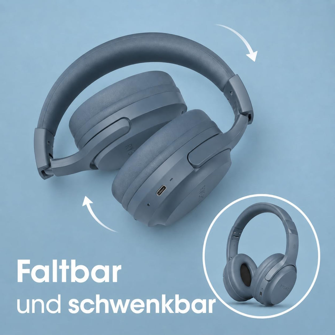 RYGHT Tempo – Kabellose Kopfhörer – klarer Stereo-Sound, 20 Stunden Akkulaufzeit – faltbar, leicht,
