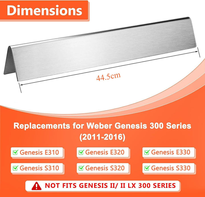 GFTIME 49,5 x 32,5cm 7524 Grillrost Gusseisen,62752 Brenner,Flavorizer Bars 7620,für Weber Genesis E