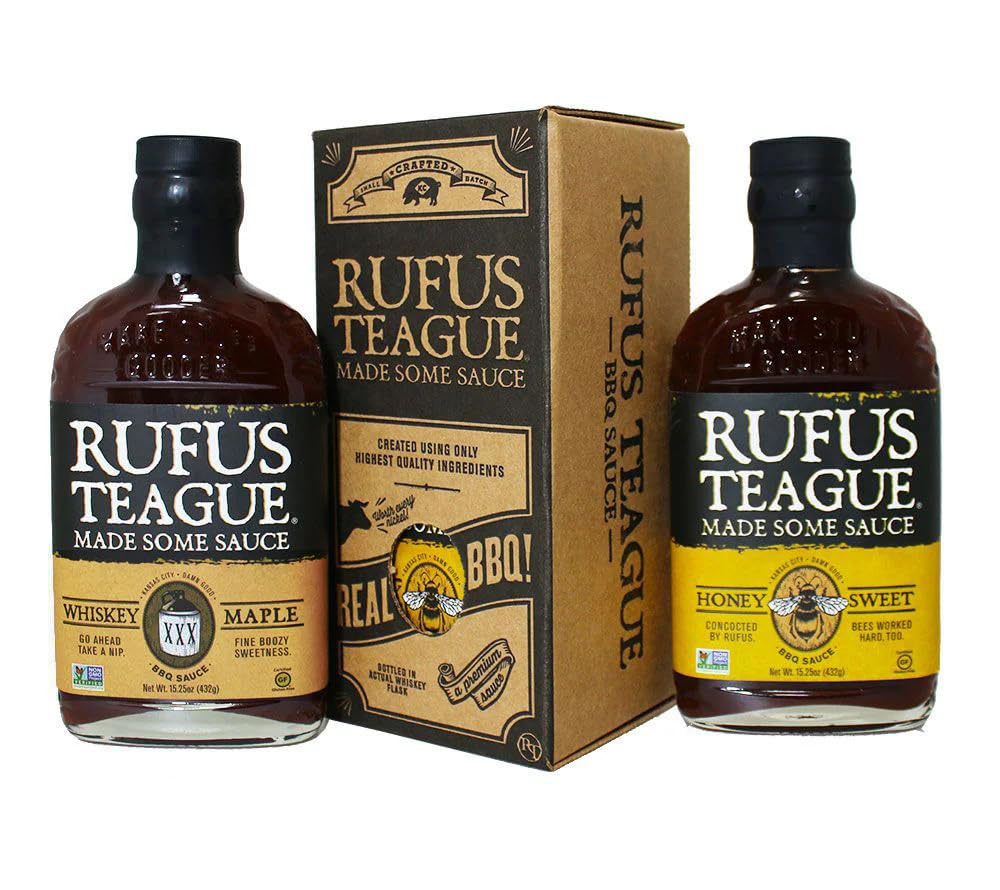 Rufus Teague BBQ Sauce Box – Set mit Honey Sweet & Whiskey Maple – Rauchig-süsse Grillsaucen im Flac
