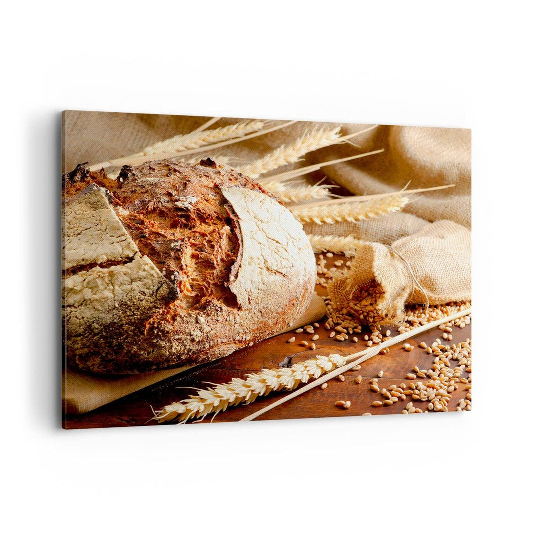 Bilder auf Leinwand 100x70cm Leinwandbild Brot Bäckerei Lebensmittel Roggen Gross Wanddeko Bild Schl
