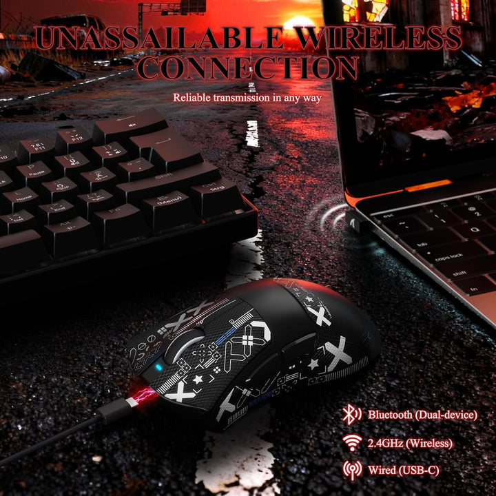 MAMBASNAKE x Attack Shark V3PRO Kabellose Gaming-Maus mit Magnetischer Ladestation,PAW3311-Sensor, B