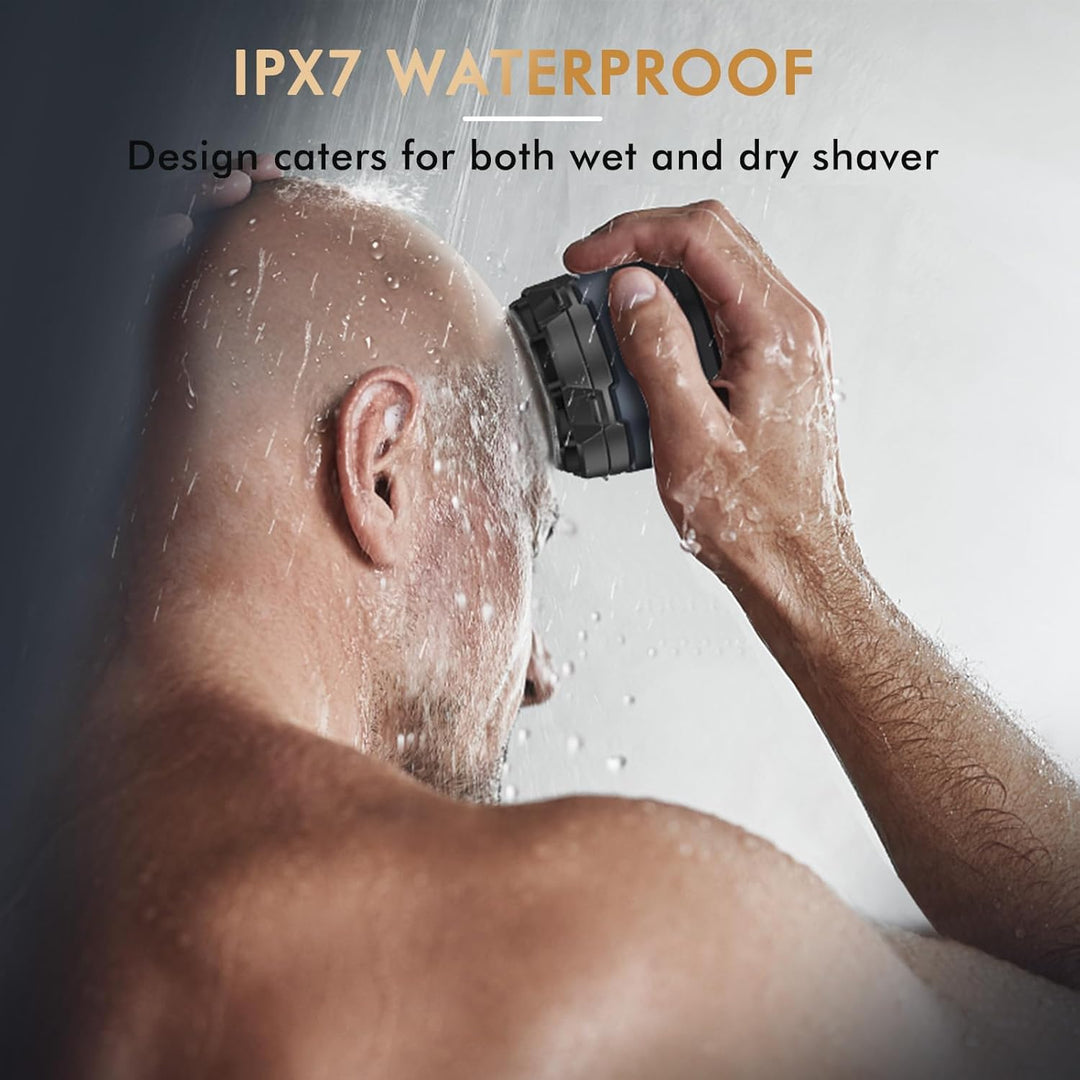 Glatzen Rasierer Herren Elektrisch, Kibiy Kopfrasierer mit Magnetischen 6 Scherköpfen, IPX7 Wasserdi