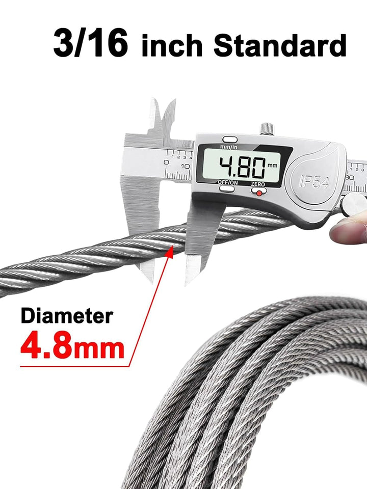 TooTaci 5mm T316 Edelstahlseil, 30M /5mm Drahtseil, Schwerlast-Geländerset – 7×19 Litzen Marinequali